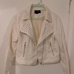 White denim motorcycle jacket LIKE NEW
